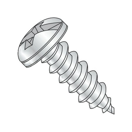 Self-Drilling Screw, #8 X 1/2 In, Zinc Plated Steel Pan Head Combination Phillips/Slotted Drive